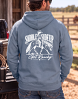 Get Ranchy Hoodie in Storm Blue — male model, back view