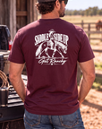 Get Ranchy Tee in Dark Maroon — male model, back view