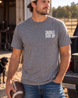 Get Ranchy Tee in Graphite Heather — male model, front view