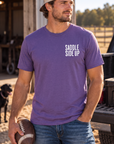 Get Ranchy Tee in Purple — male model, front view
