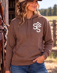 Get Western Hoodie in Cocoa — female model, front view