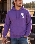 Get Western Hoodie in Purple — male model, front view