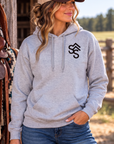 Get Western Hoodie in Ring Spun Sport Grey — female model, front view