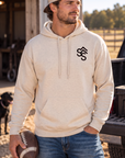 Get Western Hoodie in Sand — male model, front view