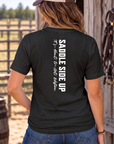 Get Western Tee in Black — female model, back view