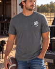 Get Western Tee in Heather Dark Grey — male model, front view
