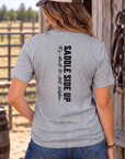 Get Western Tee in Sport Grey — female model, back view