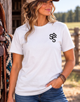 Get Western Tee in White — female model, front view