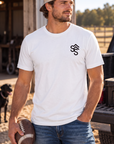 Get Western Tee in White — male model, front view