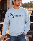 Logo Crew in Chambray — male model, front view