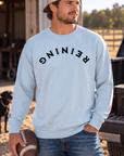 Reining Crew in Chambray — male model, front view