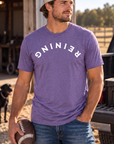 Reining Tee in Heather Purple — male model, front view