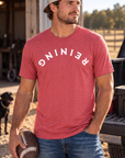 Reining Tee in Heather Red — male model, front view
