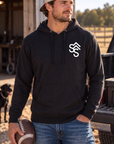 The Brand Hoodie in Black — male model, front view