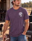 The Brand Tee in Heathered Eggplant — male model, front view