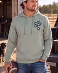 Western Freedom Hoodie in Dusty Sage — male model, front view