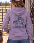 Western Freedom Hoodie in Plum — female model, back view