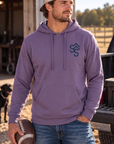 Western Freedom Hoodie in Plum — male model, front view
