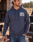 Get Ranchy Hoodie in Classic Navy Heather — male model, front view