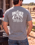 Get Ranchy Tee in Graphite Heather — male model, back view