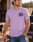 Get Ranchy Tee in Orchid — male model, front view