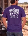 Get Ranchy Tee in Purple — male model, back view