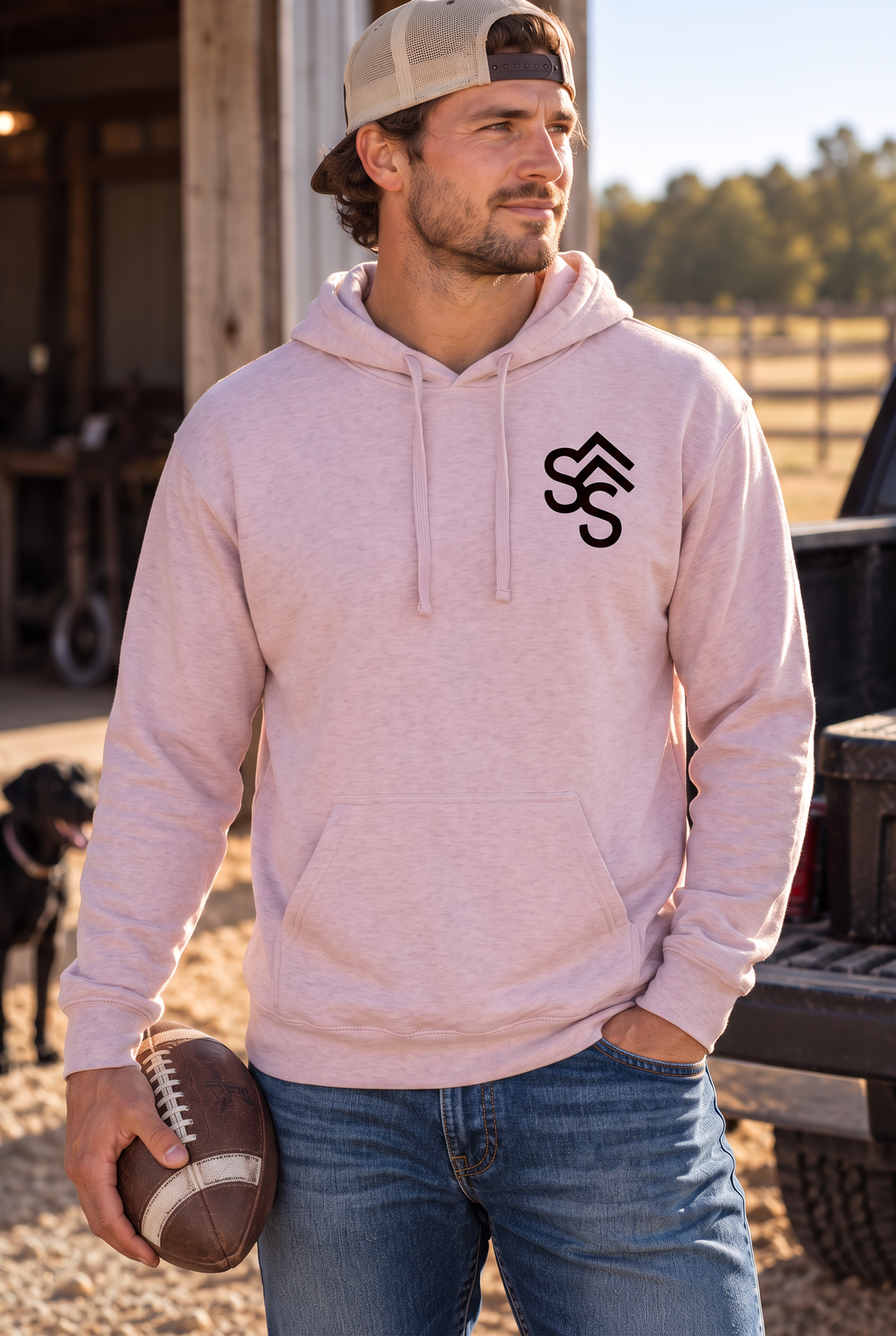 Get Western Hoodie in Paragon — male model, front view