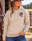 Get Western Hoodie in Sand — female model, front view