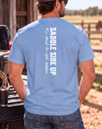 Get Western Tee in Carolina Blue — male model, back view