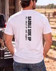 Get Western Tee in White — male model, back view