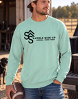 Logo Crew in Chalky Mint — male model, front view