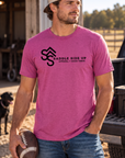 Logo Tee in Antique Heliconia — male model, front view