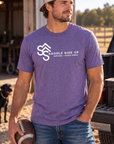 Logo Tee in Heather Purple — male model, front view