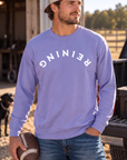 Reining Crew in Violet — male model, front view