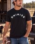 Reining Tee in Black — male model, front view