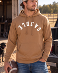 Saddle Hoodie in Saddle — male model, front view