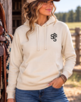 The Brand Hoodie in Bone — female model, front view