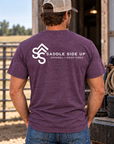 The Brand Tee in Heathered Eggplant — male model, back view