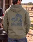 Western Freedom Hoodie in Army Heather — male model, back view