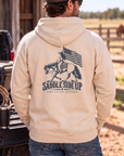 Western Freedom Hoodie in Bone — male model, back view