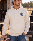 Western Freedom Hoodie in Bone — male model, front view