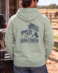 Western Freedom Hoodie in Dusty Sage — male model, back view