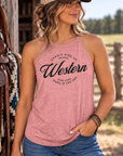 Western Standard Tank in Blush Frost — female model, front view